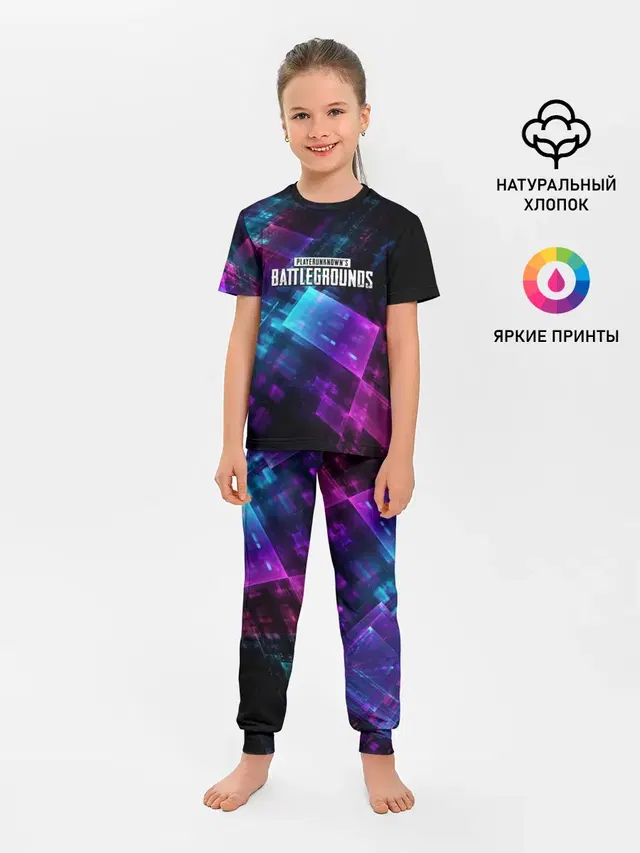 Детская пижама с брюками с принтом «ПАБГ — Pubg neon style 2019»