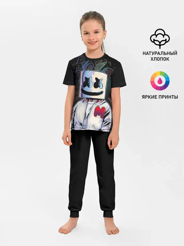 Детская пижама с брюками с принтом «Marshmello — M»