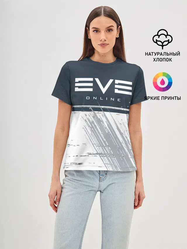 Женская базовая футболка с принтом «EVE online — ИВ ОНЛАЙН»