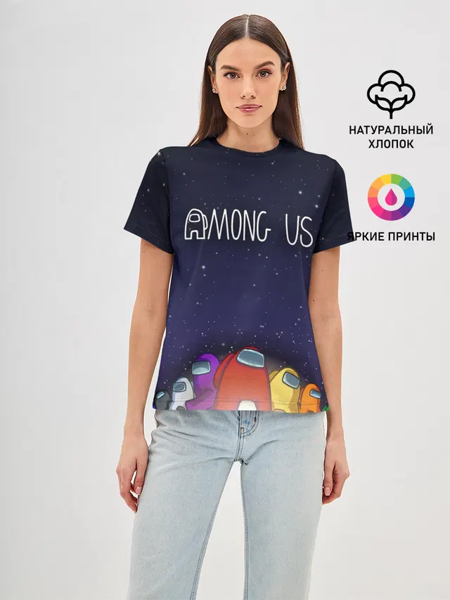 Женская базовая футболка с принтом «Among Us team»