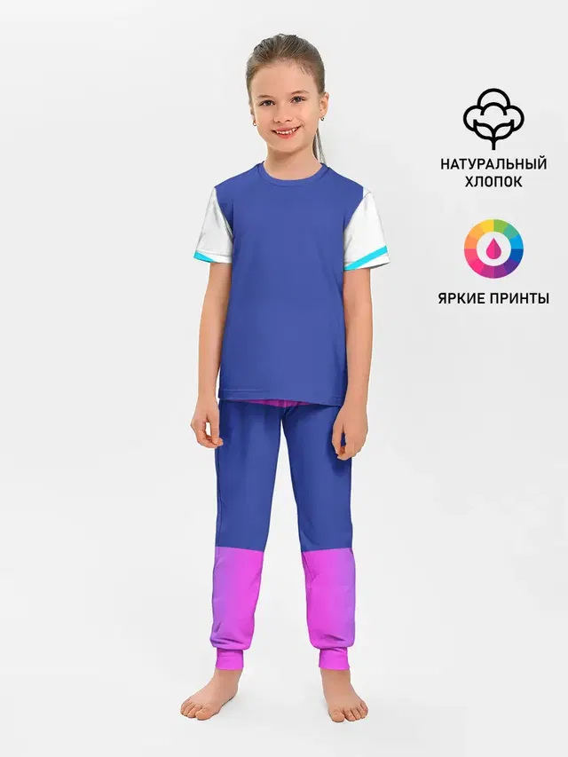 Детская пижама с брюками с принтом «Текстуры — NEON GRADIENT FITNESS UNIFORM»