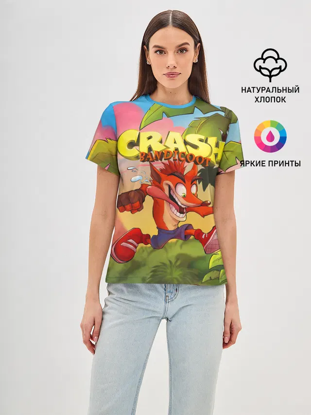 Женская базовая футболка с принтом «Crash Bandicoot»