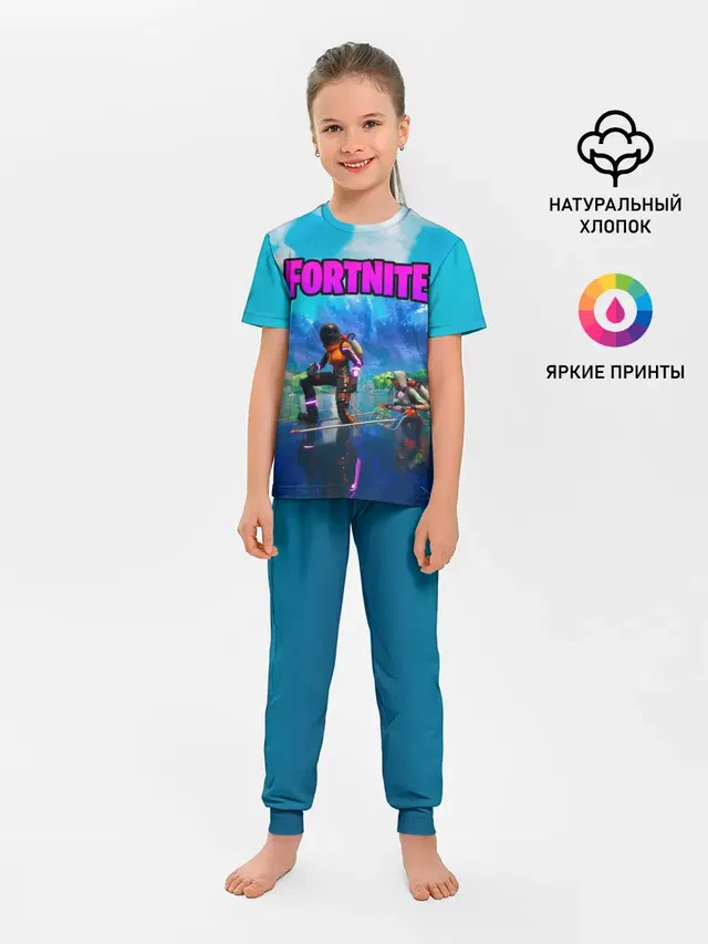 Детская пижама с брюками с принтом «Fortnite повозка»