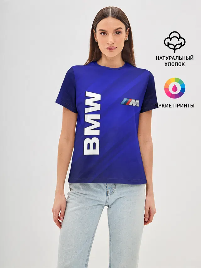 Женская базовая футболка с принтом «BMW»