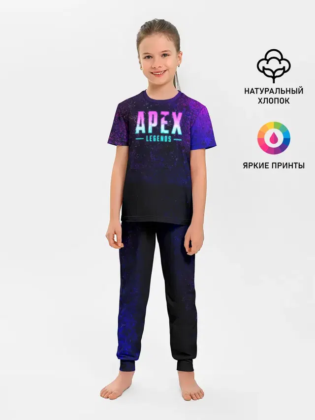 Детская пижама с брюками с принтом «Apex Legends. Neon logo»