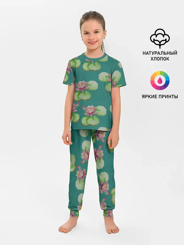 Лотосы на темно бирюзовом фоне