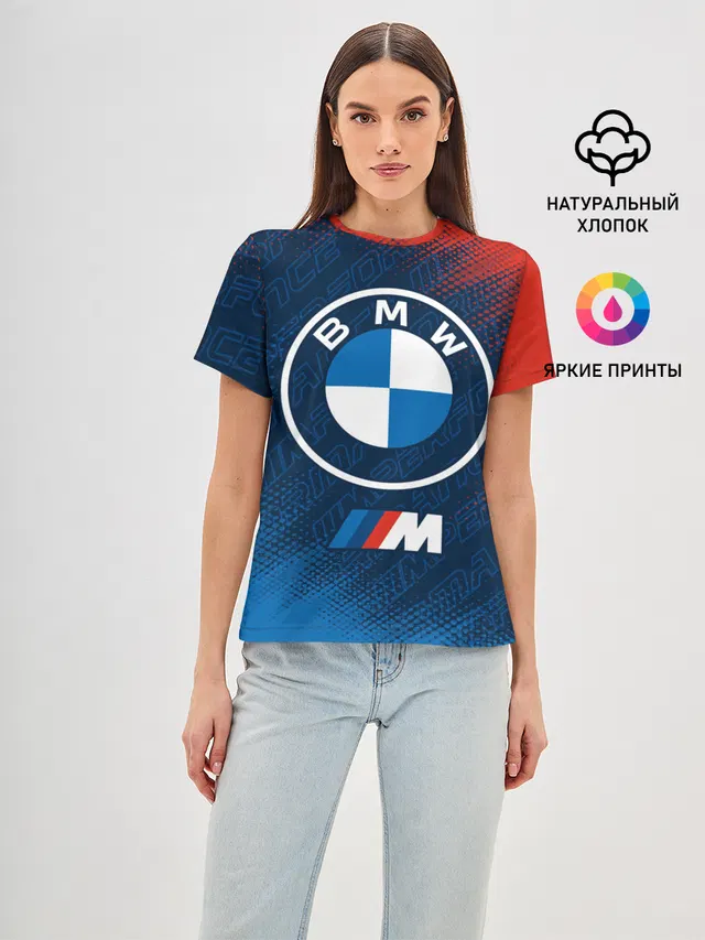 Женская базовая футболка с принтом «BMW»
