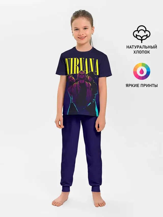 Детская пижама с брюками с принтом «Nirvana Neon»