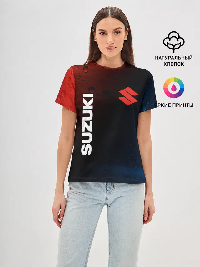 Женская базовая футболка с принтом «Suzuki»