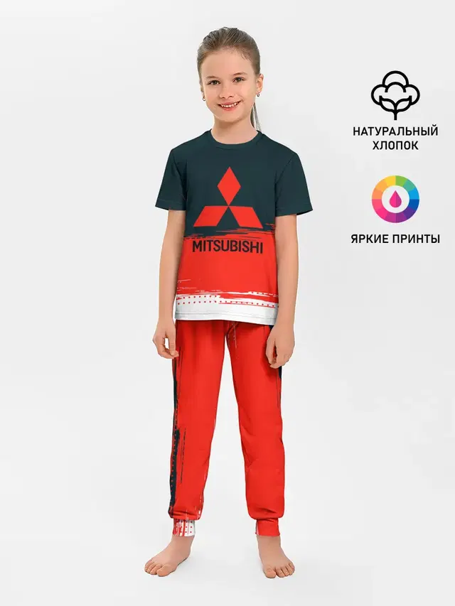 Детская пижама с брюками с принтом «Mitsubishi — МИТСУБИШИ»