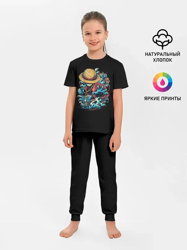 Детская пижама с брюками с принтом «Ван Пис — One Piece. Retro Style»