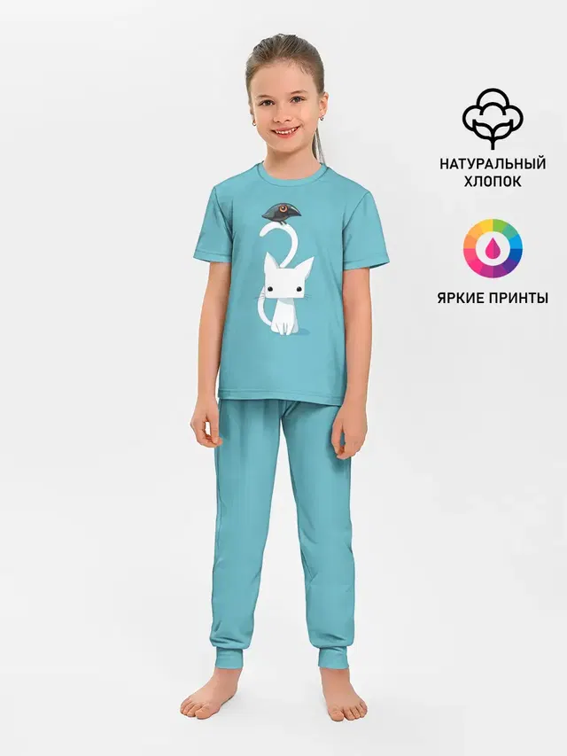 Белый котик и воробушек