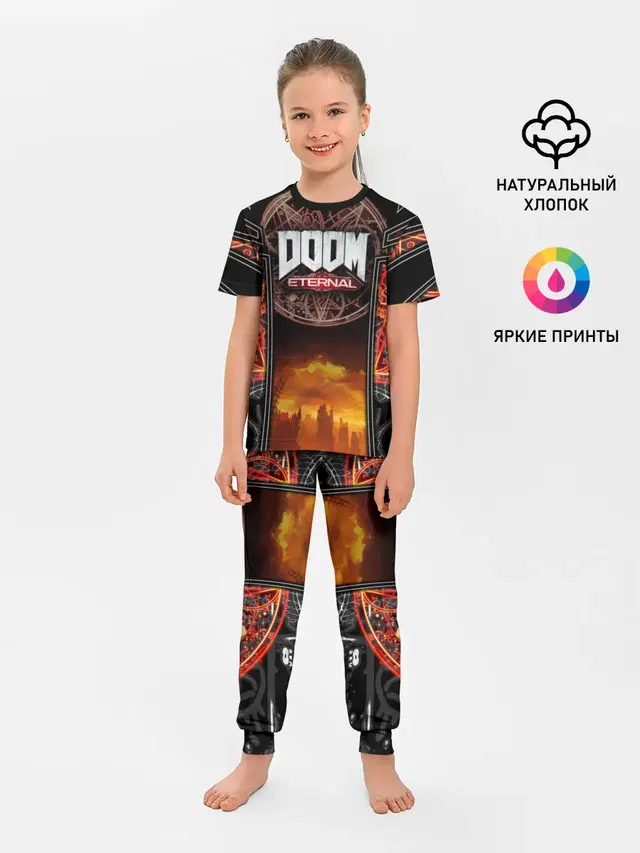 Детская пижама с брюками с принтом «Дум — DOOM ETERNAL»