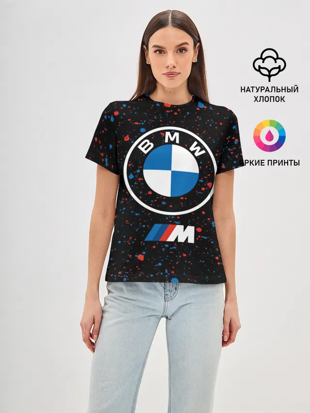 Женская базовая футболка с принтом «BMW»