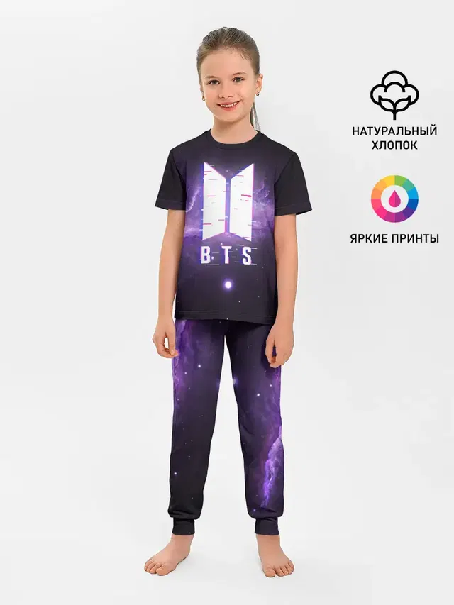 Детская пижама с брюками с принтом «BTS — BTS SPACЕ 3D — БТС КОСМОС»