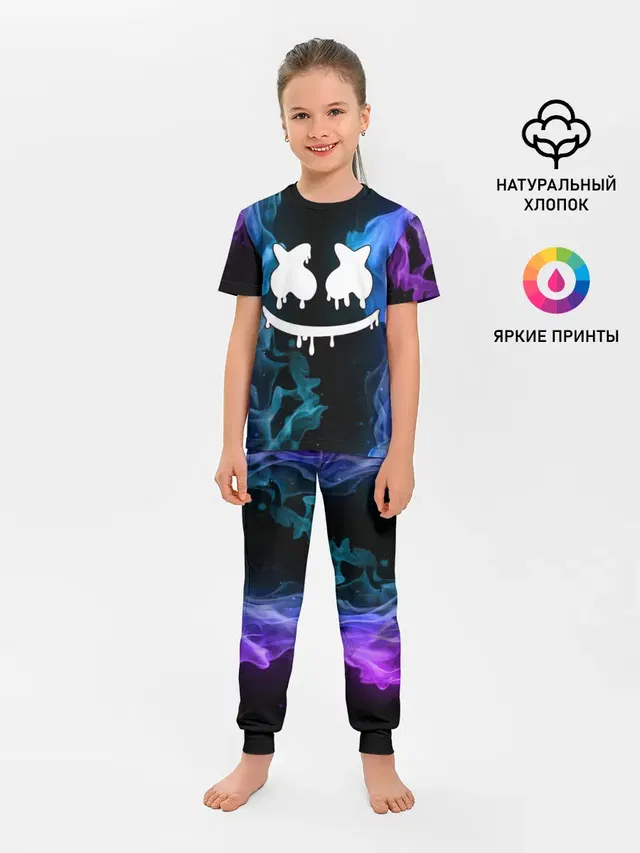 Детская пижама с брюками с принтом «Marshmello»