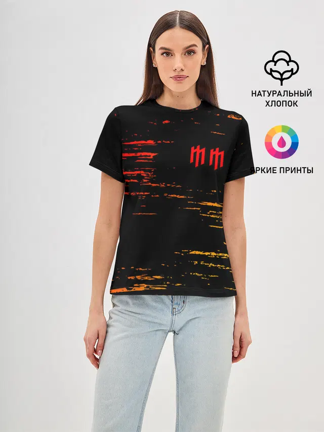 Женская базовая футболка с принтом «Grunge texture — М. МЭНСОН»
