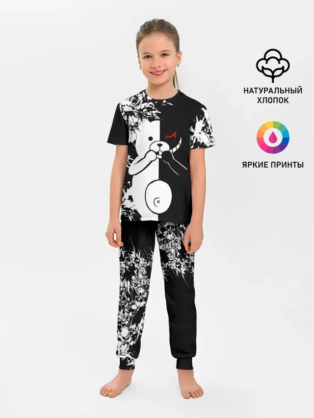 Детская пижама с брюками с принтом «Danganronpa — MONOKUMA держит руки»