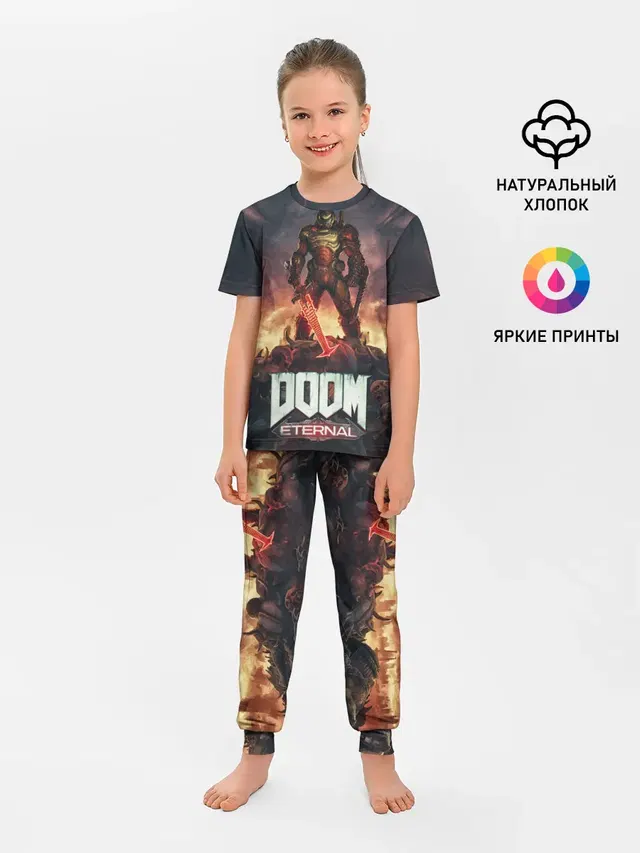 Детская пижама с брюками с принтом «Дум — DOOM ETERNAL»