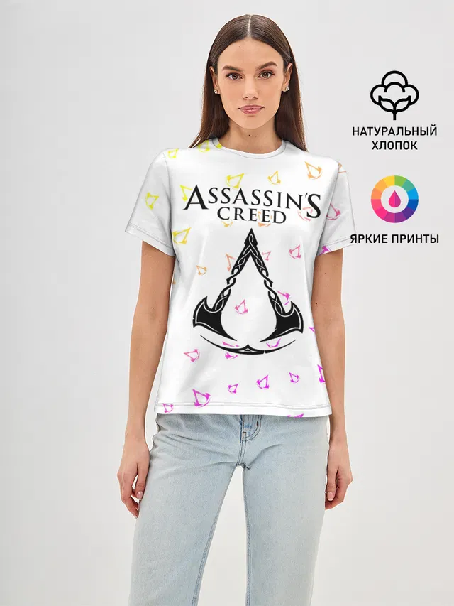 Женская базовая футболка с принтом «ASSASSINS CREED — ASSASSIN’S CREED VALHALLA»