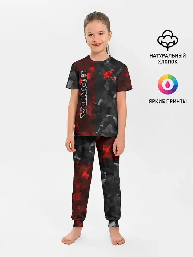 Детская пижама с брюками с принтом «HONDA RedBlack — RedBlack»