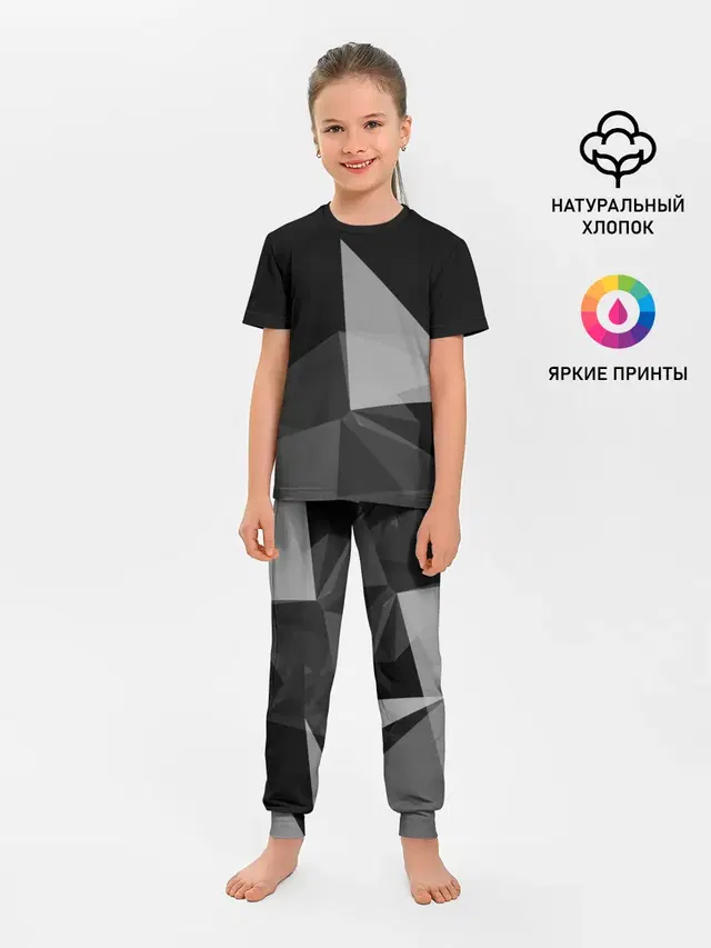 Детская пижама с брюками с принтом «Camo - Black & — Camo - Black & White»
