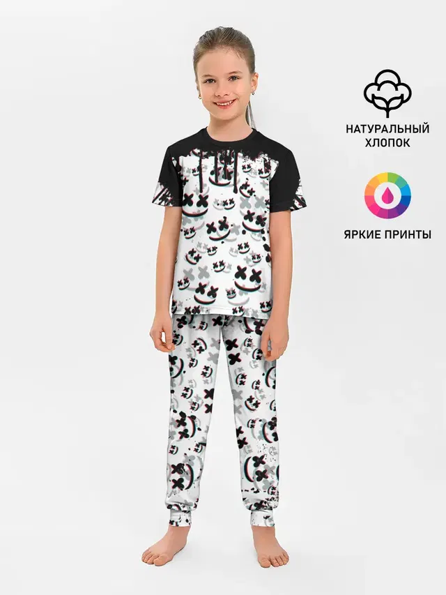 Детская пижама с брюками с принтом «Marshmello — MARSHMELLO GLITCH»
