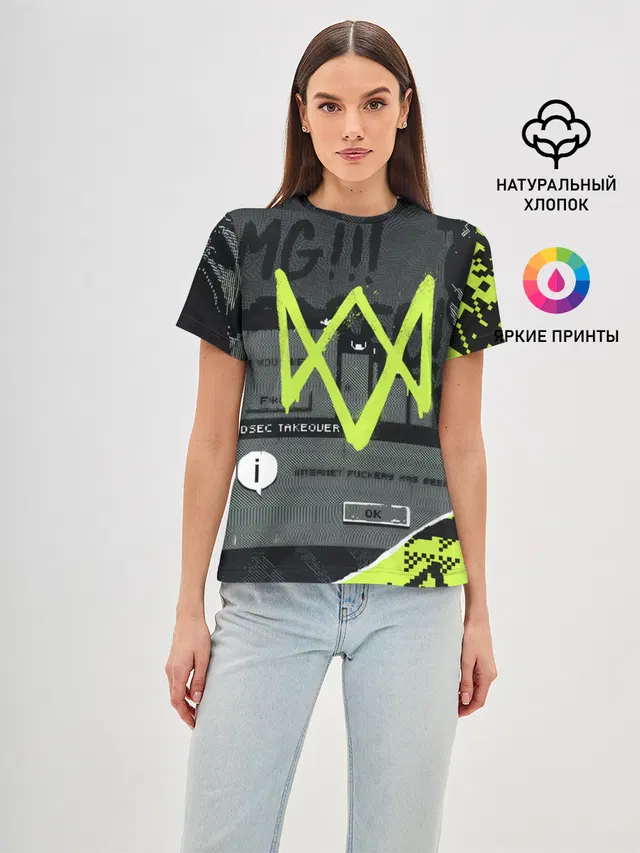 Женская базовая футболка с принтом «WD Legion — WATCH DOGS: LEGION.»