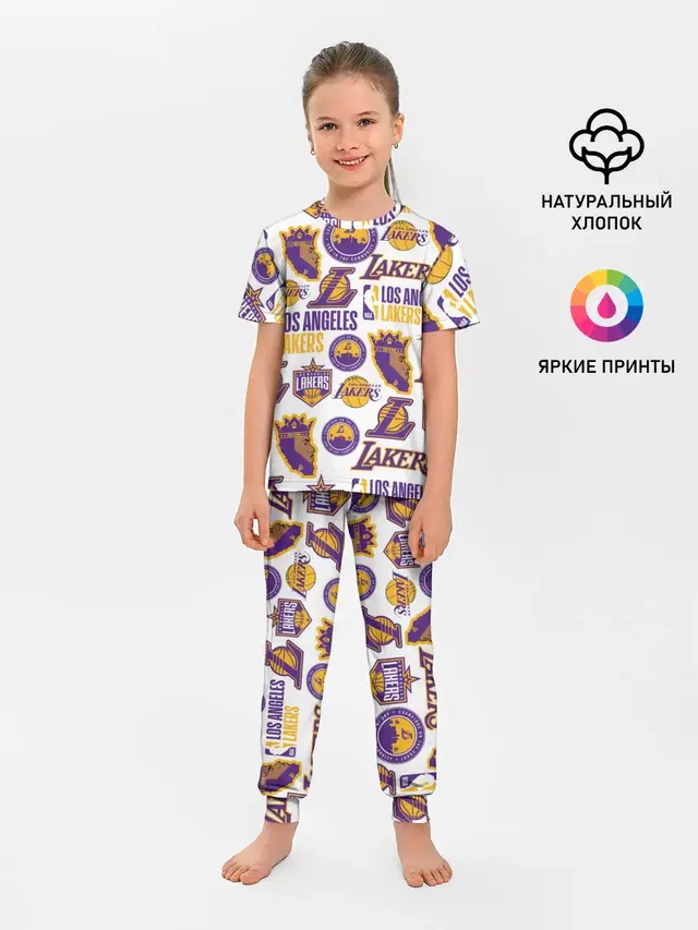 Детская пижама с брюками с принтом «Лейкерс — LAKERS LOGO»