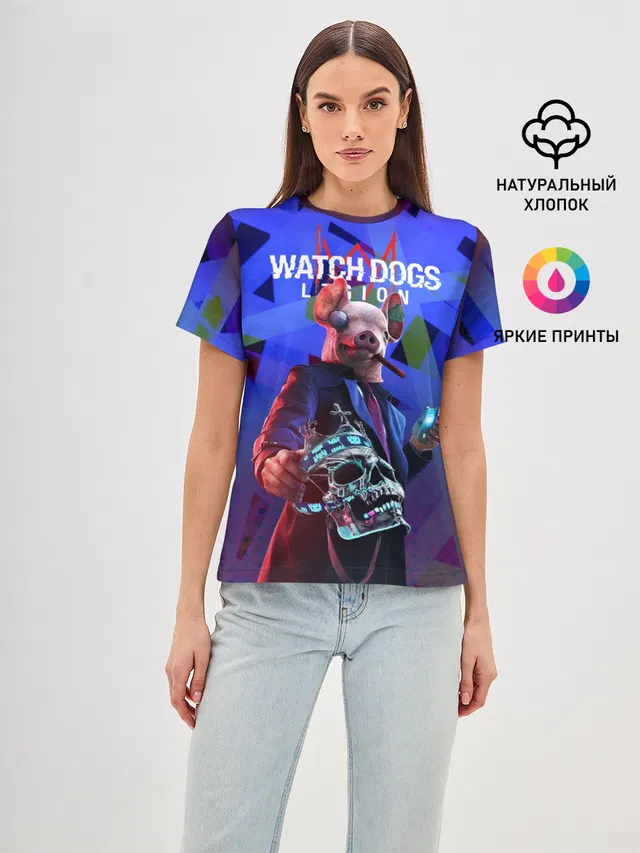 Женская базовая футболка с принтом «Smartphone — Watch Dogs: Legion»