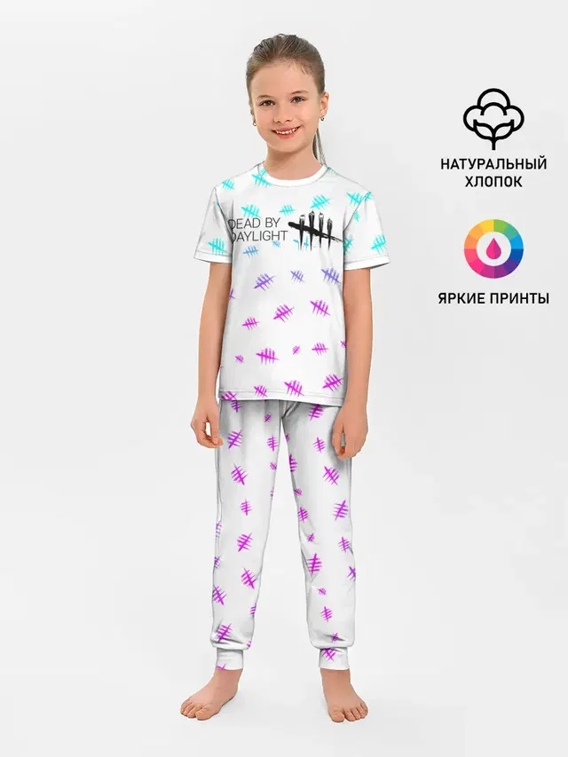 Детская пижама с брюками с принтом «Tally mark logo»