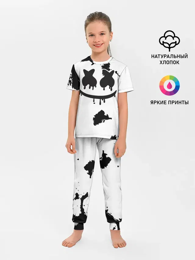 Детская пижама с брюками с принтом «Marshmello»