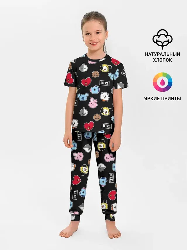Детская пижама с брюками с принтом «BTS — BT21 | BTS | БТС | BANGTAN BOYS»