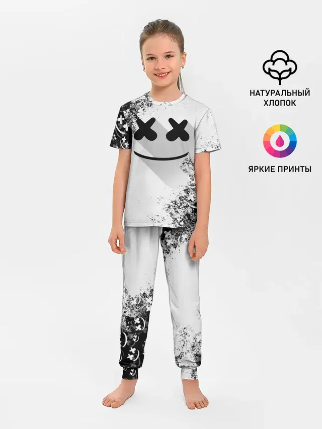Детская пижама с брюками с принтом «Marshmello»