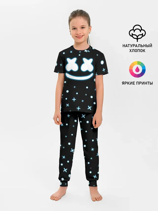 Детская пижама с брюками с принтом «Marshmello — MARSHMELLO NEON»