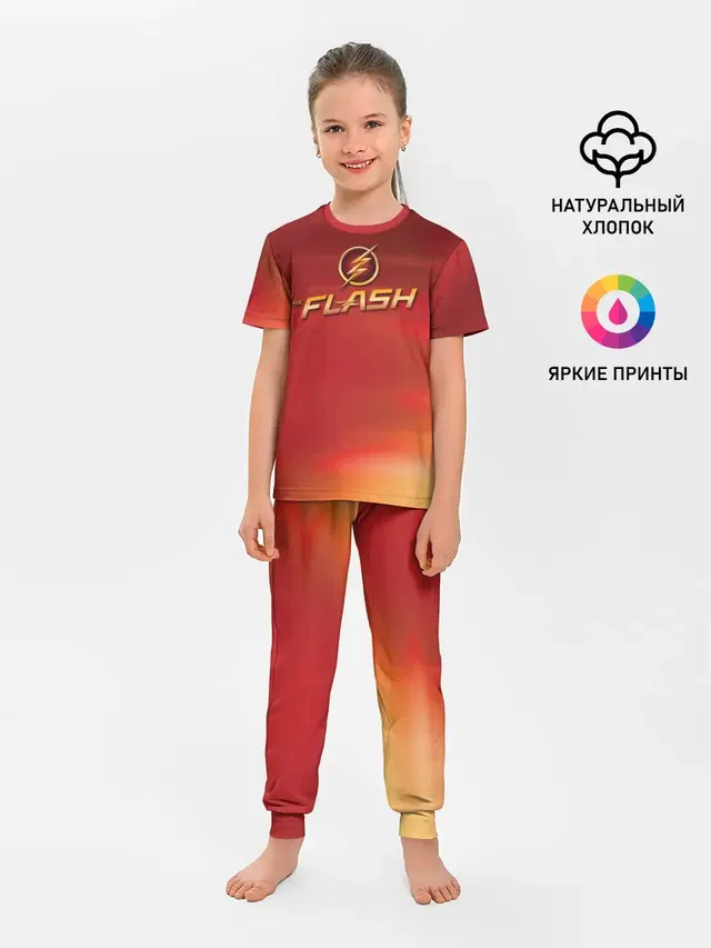 Детская пижама с брюками с принтом «Флэш — The Flash Logo Pattern»