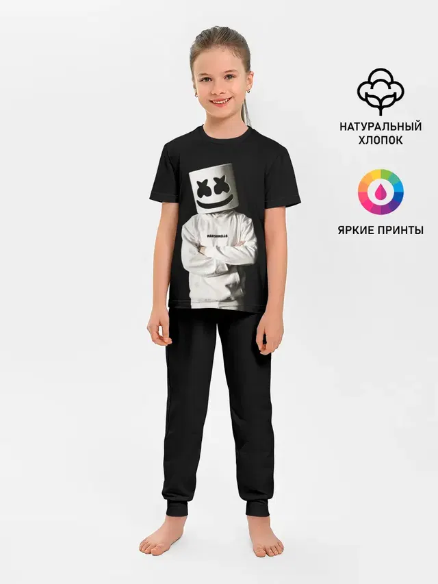 Детская пижама с брюками с принтом «Marshmello»