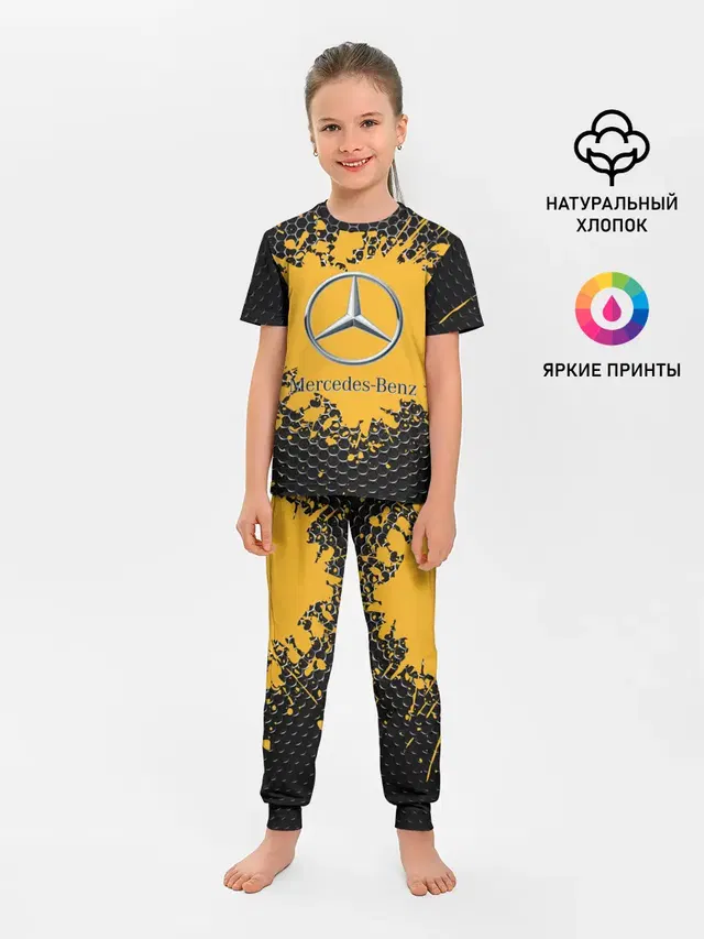 Детская пижама с брюками с принтом «Emblem — mercedes»