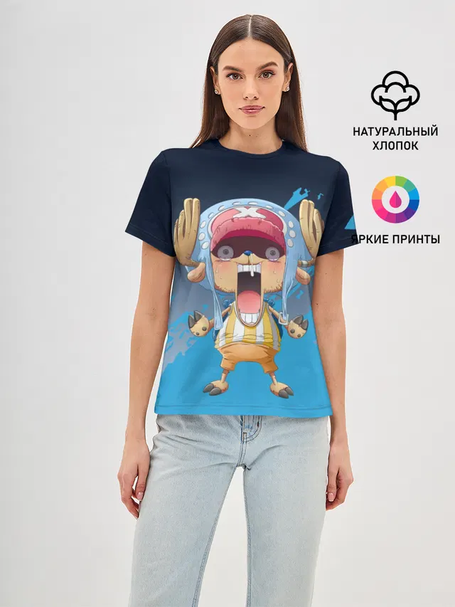 Женская базовая футболка с принтом «Ван Пис — One Piece. Тони Чоппер»