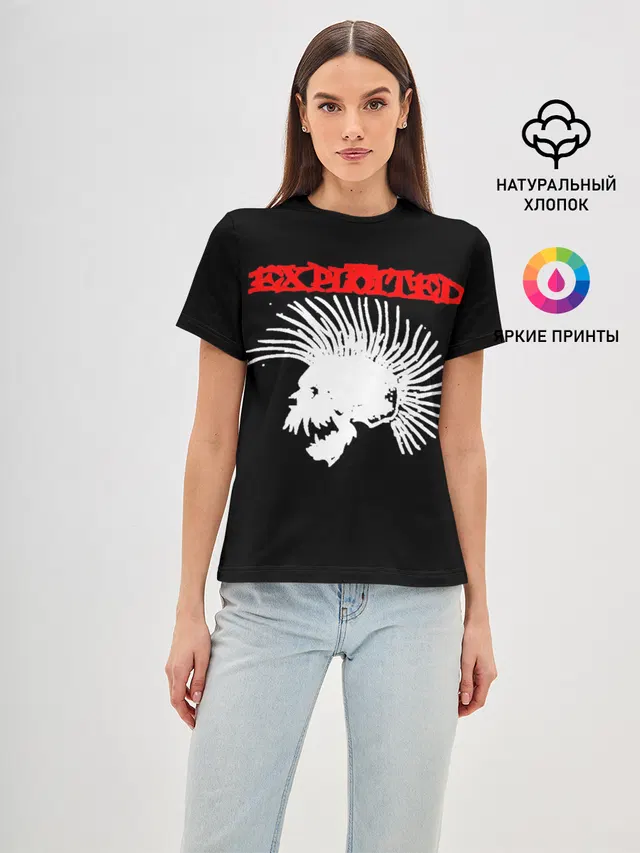 Женская базовая футболка с принтом «Разный рок — The Exploited»