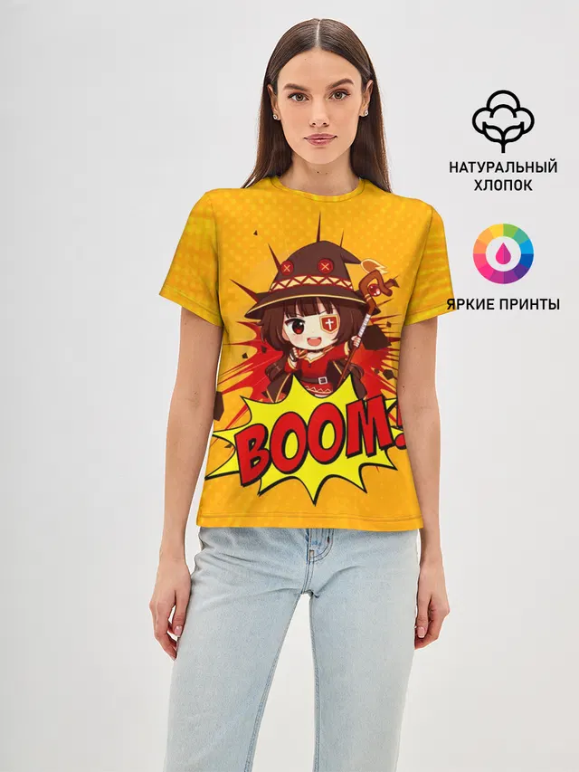 Женская базовая футболка с принтом «Мегумин BOOM»