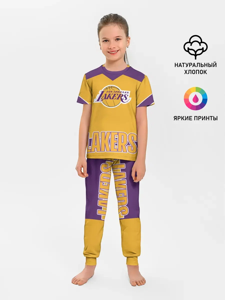 Детская пижама с брюками с принтом «Los Angeles Lakers», вид спереди
