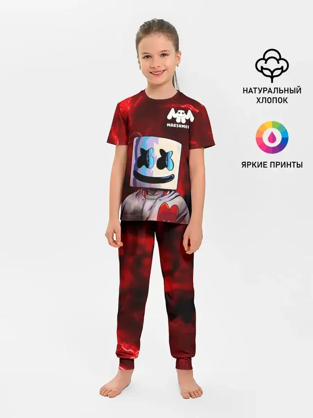 Детская пижама с брюками с принтом «Marshmello»