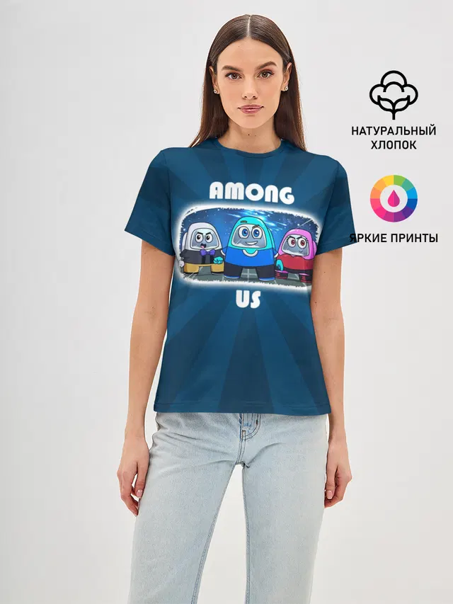 Женская базовая футболка с принтом «Happy Among US»