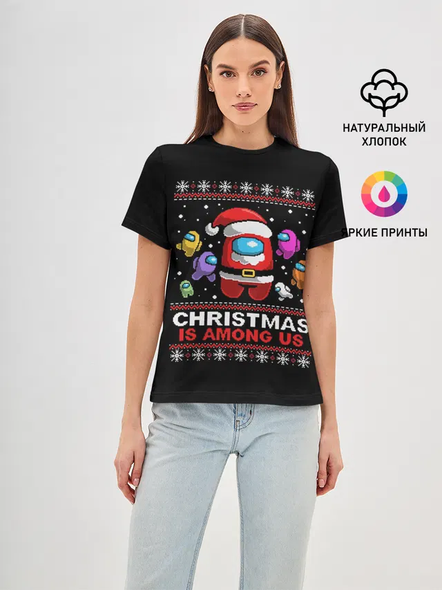 Женская базовая футболка с принтом «Christmas»