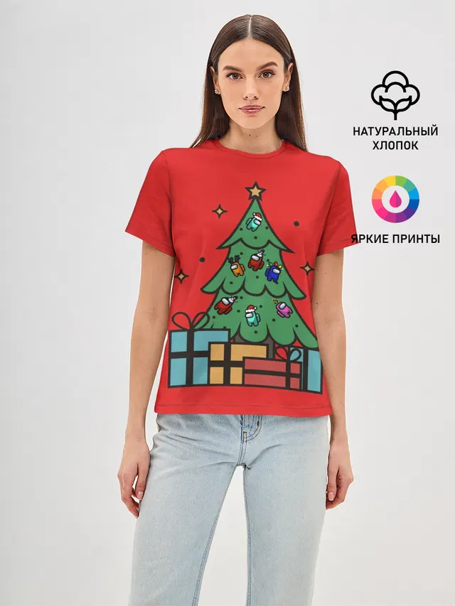 Женская базовая футболка с принтом «Christmas»