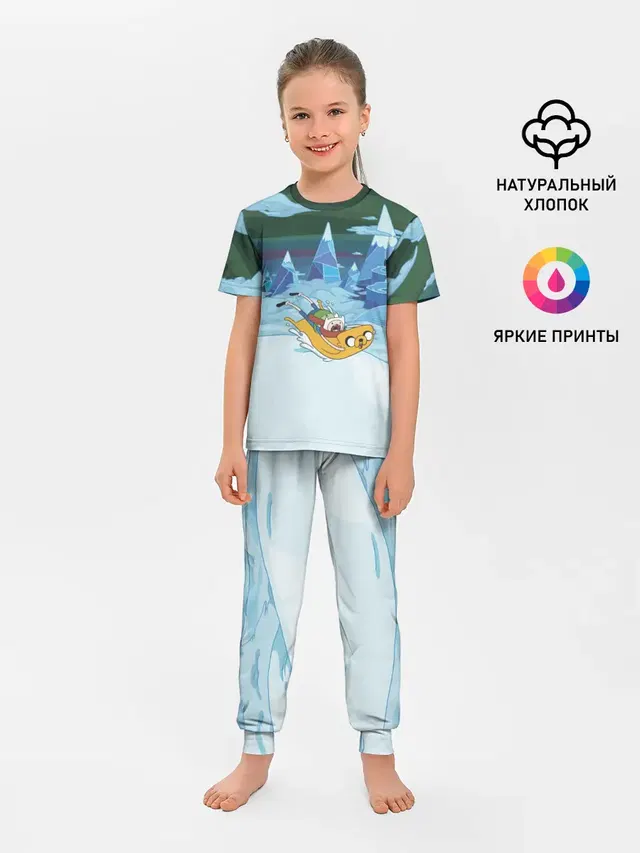 Детская пижама с брюками с принтом «Время приключений — Finn on Jake»
