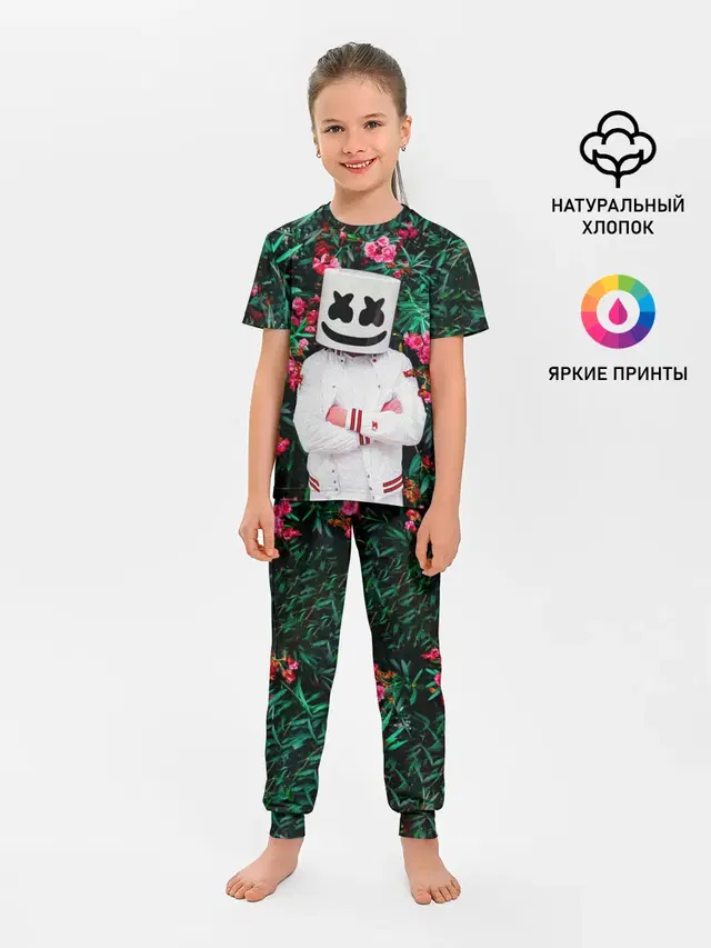 Детская пижама с брюками с принтом «Marshmello — MARSHMELLO ROSES»