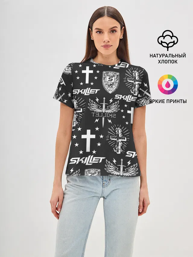 Женская базовая футболка с принтом «Cross»