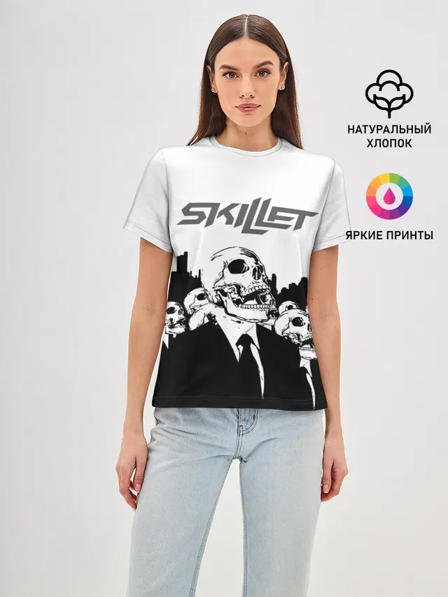 Женская базовая футболка с принтом «Skull»